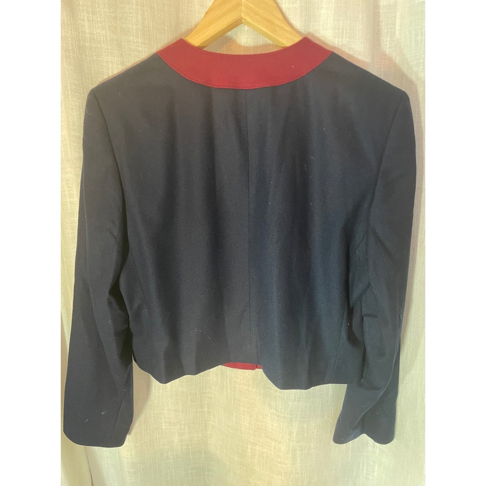 Vintage Miss Pendleton Wool Jacket Navy Burgundy Button Front Cropped‎ Size 12 - Picture 4 of 5